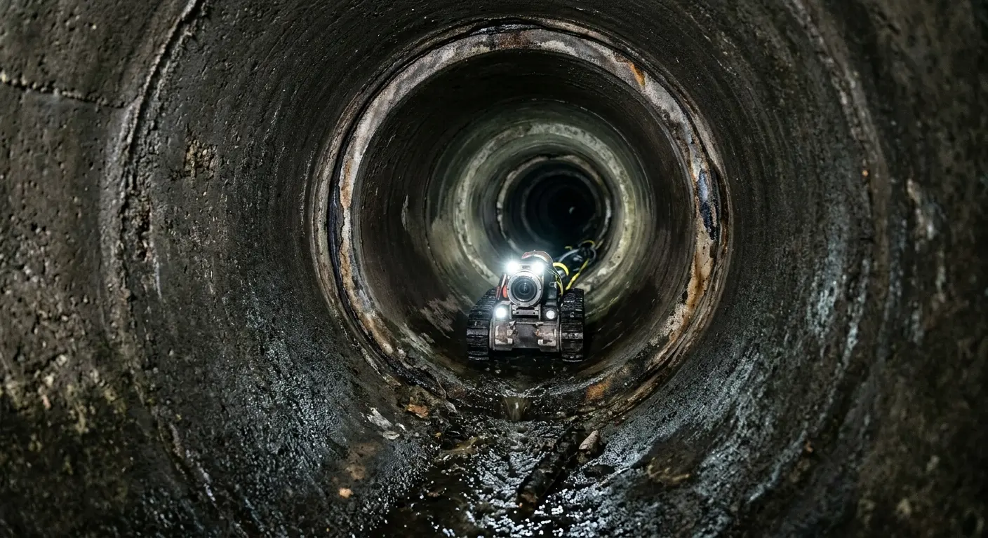 Robotic sewer camera inspecting pipe interior for Sewer Line Cleaning in Sugarmill Woods